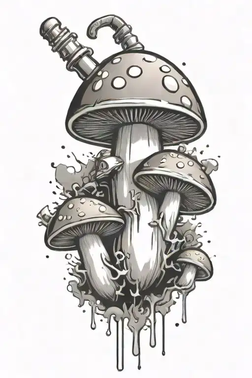 mushroom grenade mixed together tattoo design idea