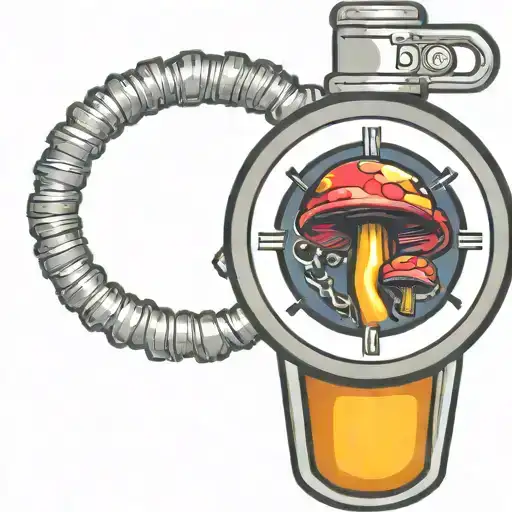 mushroom grenade wired explosive device or bomb and timer running tattoo design idea