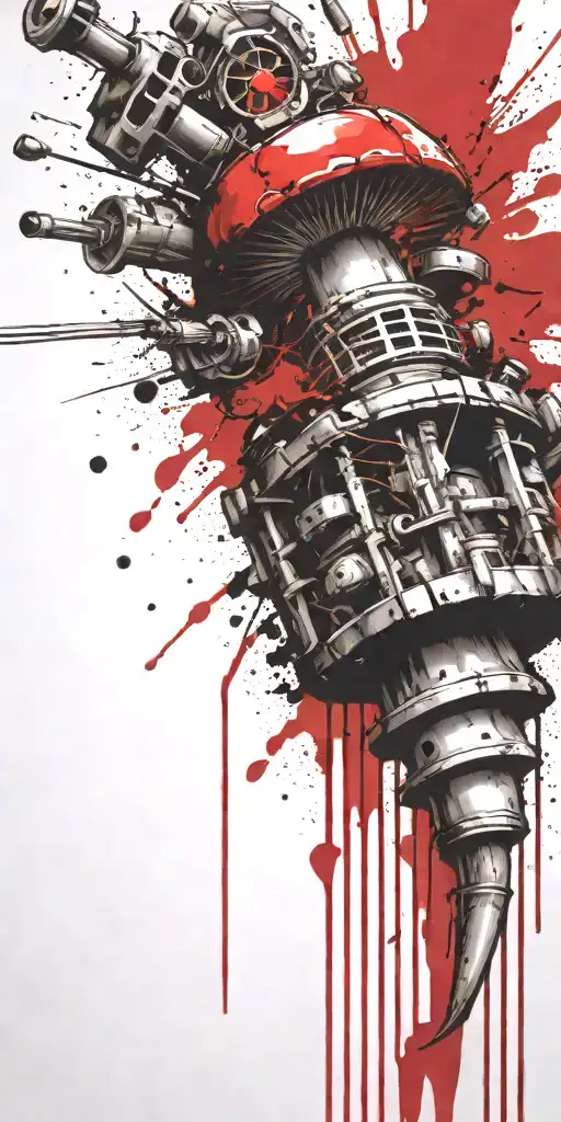 masturbating terrorist shroom grenade exploding tattoo design idea