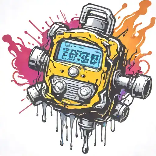  wired explosive bomb with wires and timer melting ice cube tattoo design idea
