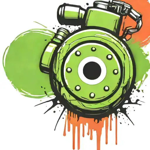 mushroom grenade wired explosive device or bomb and timer running tattoo design idea