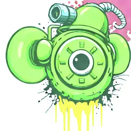 mushroom grenade wired explosive device or bomb and timer running tattoo design idea