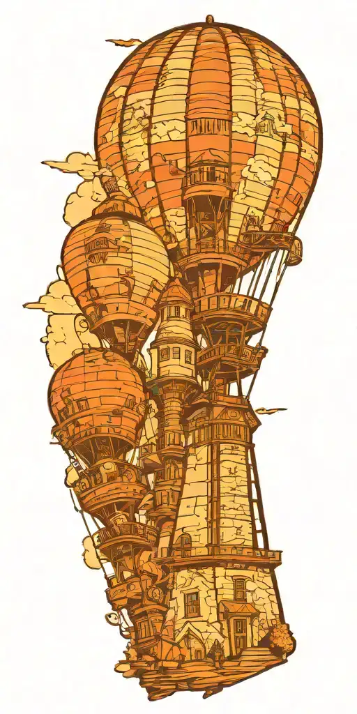 water towers hot air balloons and lighthouse tattoo design idea