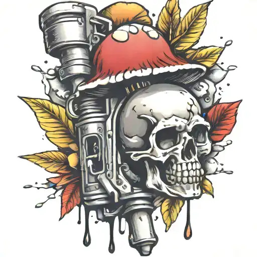 grenade bomb and mushroom combined together  tattoo design idea