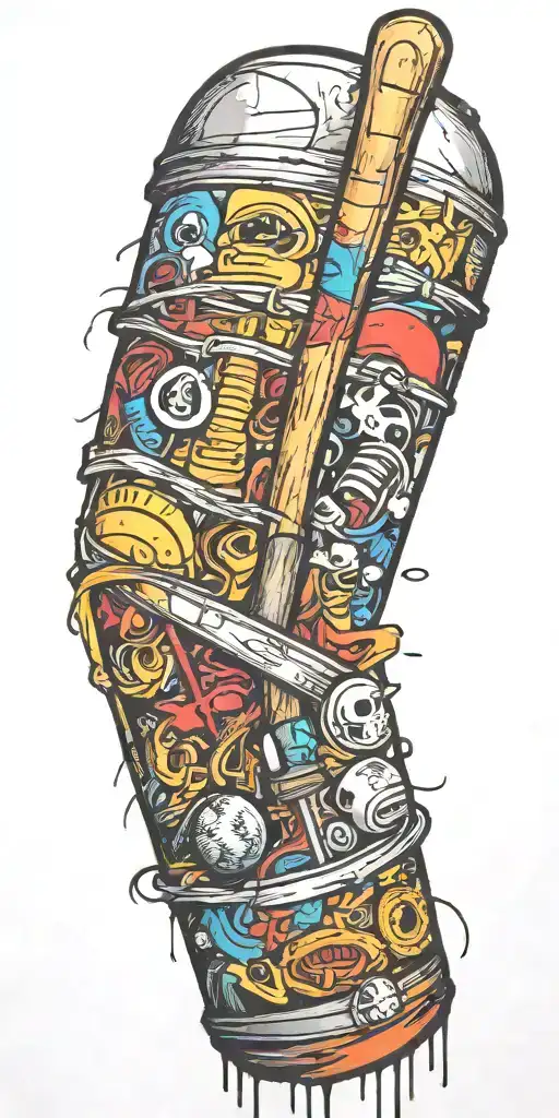 peanut butter and jellie with a baseball bat tattoo design idea