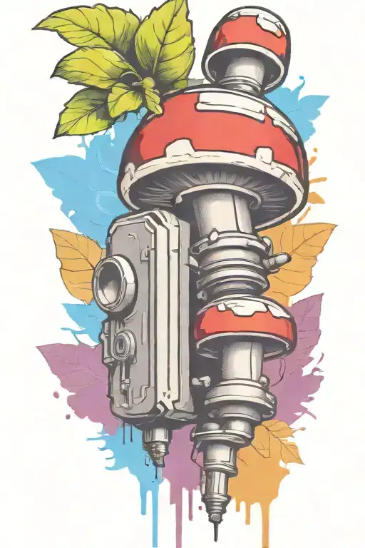 grenade bomb and mushroom combined together  tattoo design idea