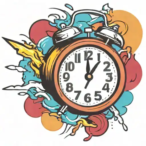 scary old school alarm clock bomb exploding and freezing  tattoo design idea