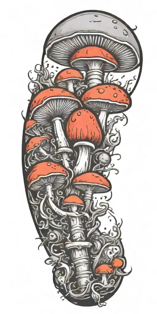 ADHD bipolar mushroom grenade tattoo design idea