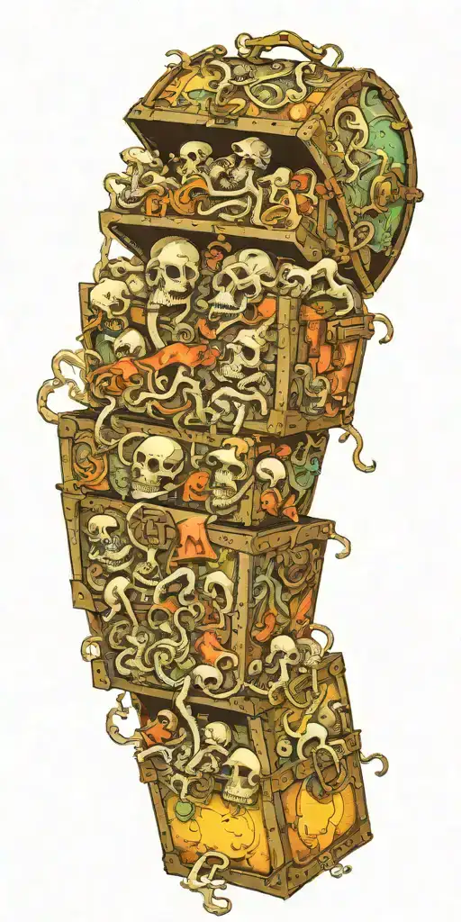 gangster tornado treasure chest full shrooms  tattoo design idea