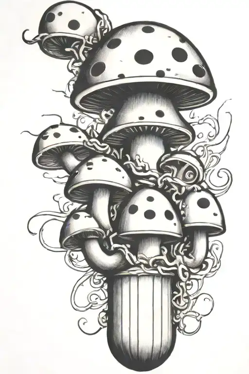 mushroom grenade mixed together tattoo design idea