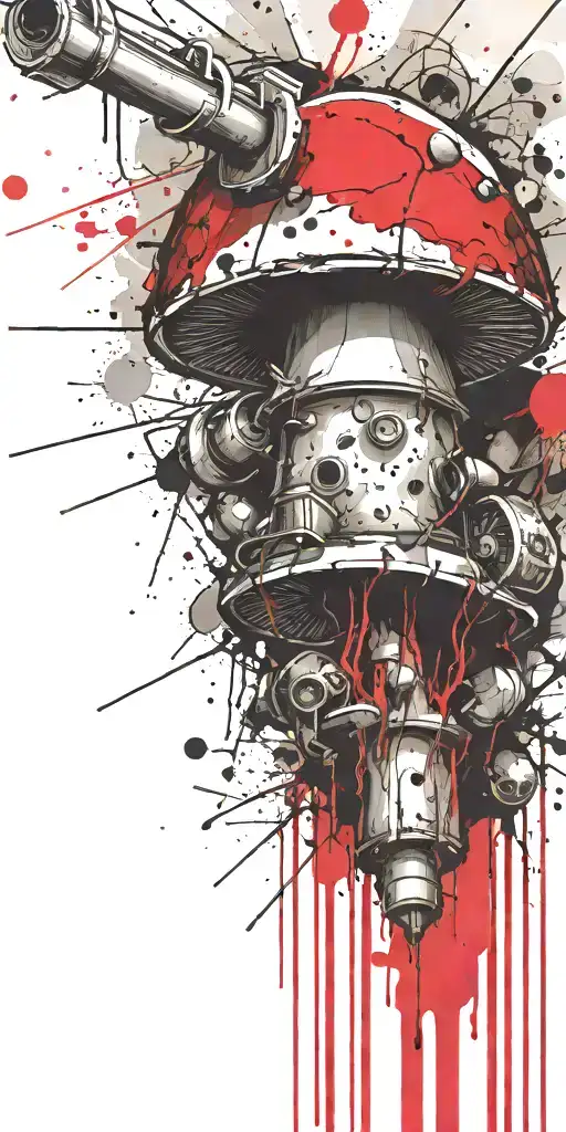 hidden mushroom grenade mixed together tattoo design idea