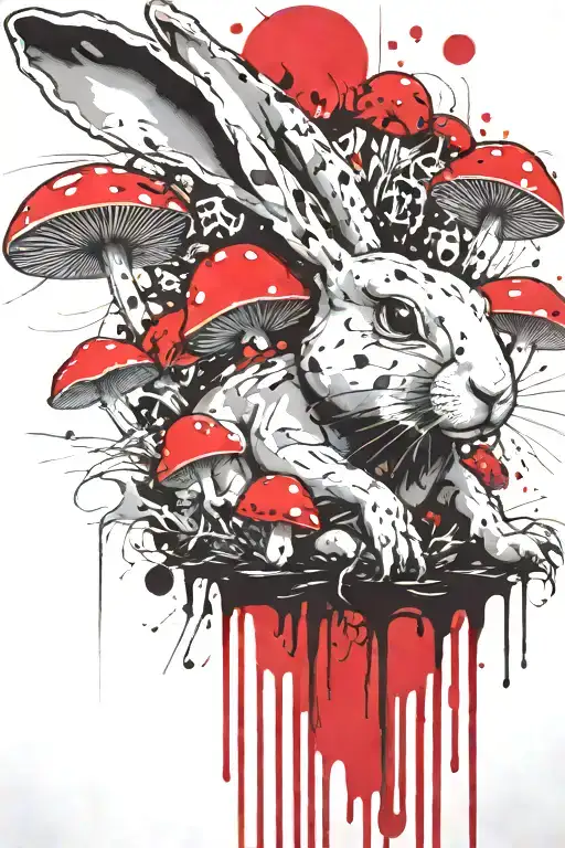boomers mushrooms energizer bunny wearing tattoo design idea