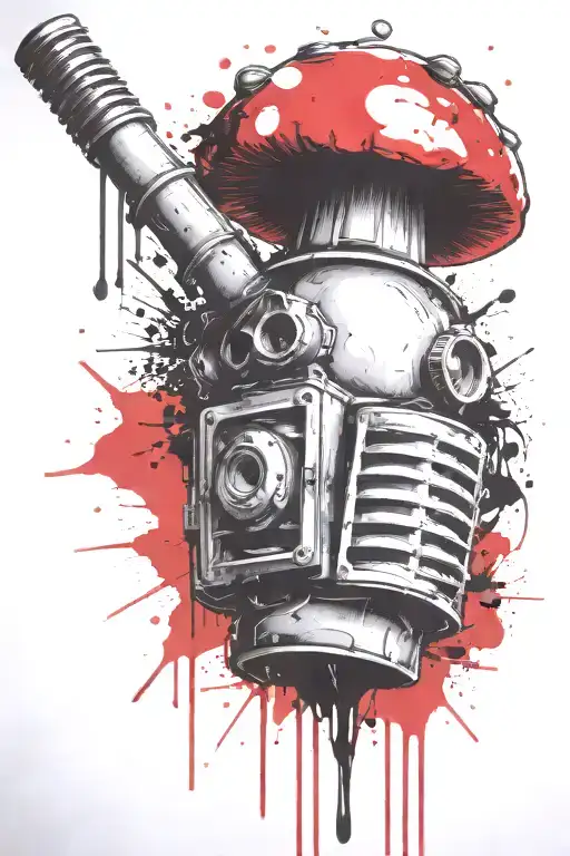 grenade bomb and mushroom combined together  tattoo design idea