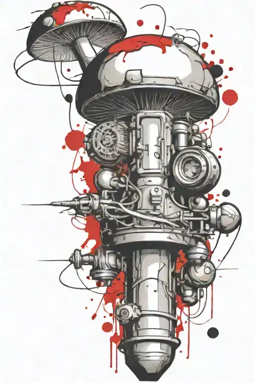 mushroom grenade mixed together tattoo design idea