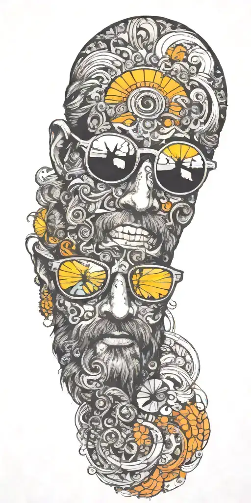 go get yourself some cheap sunglasses hippy tripping acid tattoo design idea