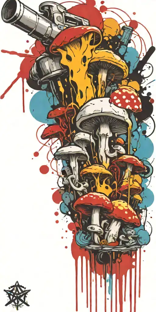 gangster unconscious mushroom grenade boomers tattoo design idea
