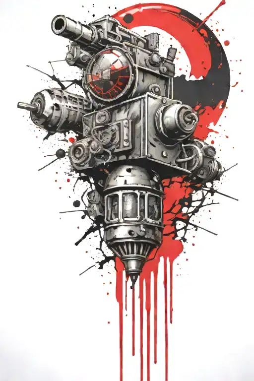  Grenade and mushroom time bomb together  tattoo design idea
