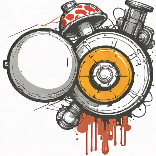 mushroom grenade wired explosive device or bomb and timer running tattoo design idea
