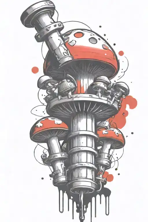 mushroom grenade mixed together tattoo design idea