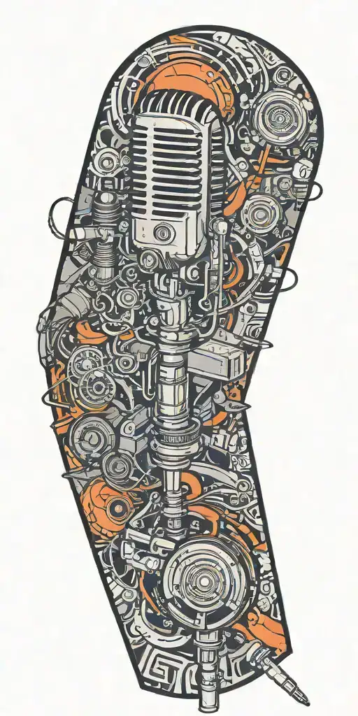 two turn tables and a microphone  tattoo design idea