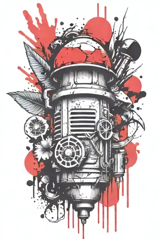 grenade and mushroom combined together symbolizing tattoo design idea