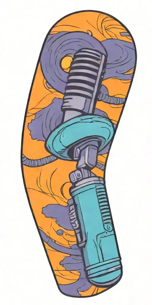 two turn tables and a microphone  tattoo design idea
