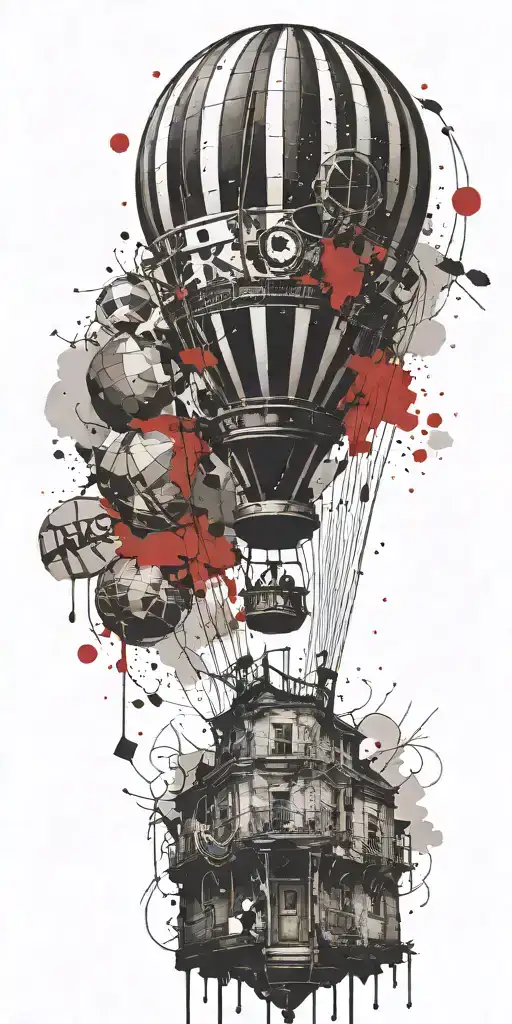 hot air balloon never give up tattoo design idea