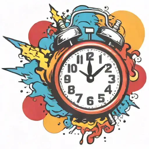 scary old school alarm clock bomb exploding tattoo design idea