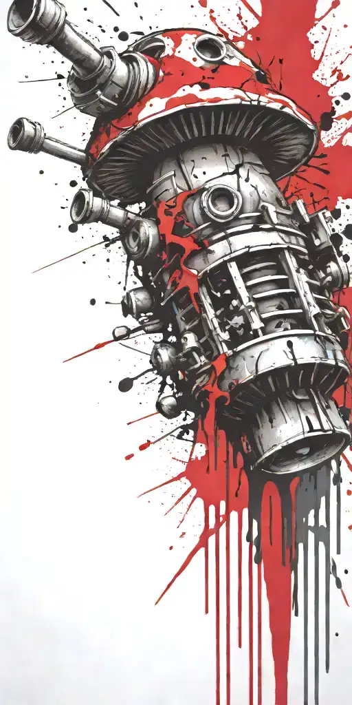 masturbating terrorist shroom grenade exploding tattoo design idea