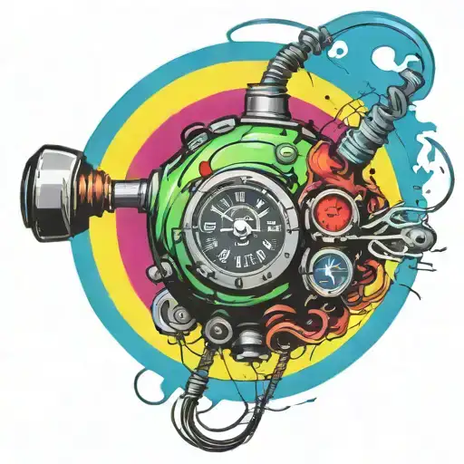  wired explosive bomb with wires and timer and numbers tattoo design idea