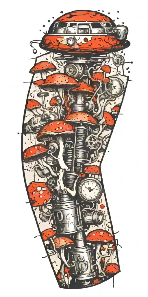 grenade mushroom ticking time bomb   tattoo design idea