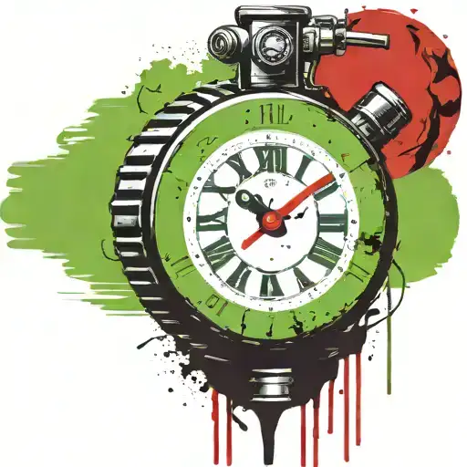 green wired explosive device or bomb and timer running grenade tattoo design idea