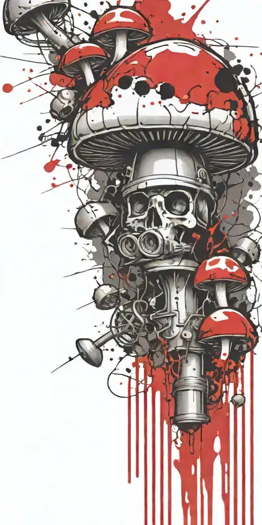 hidden mushroom grenade tattoo design idea