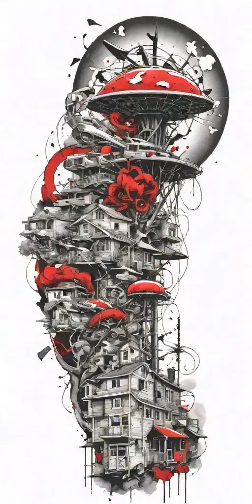 suburban tornado gunsmoke explosion by grenade on shrooms  tattoo design idea