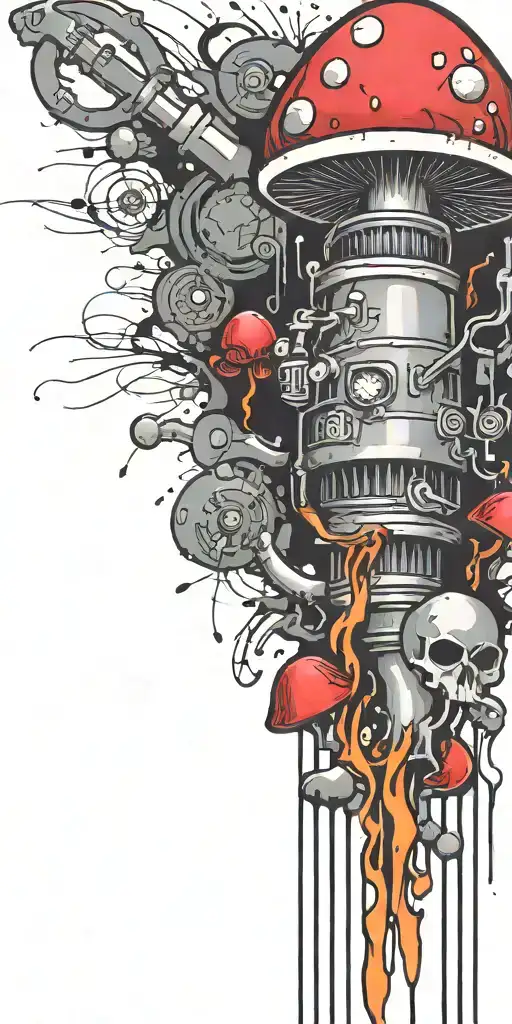 hippy tripping ticking time bomb mushroom grenade  tattoo design idea
