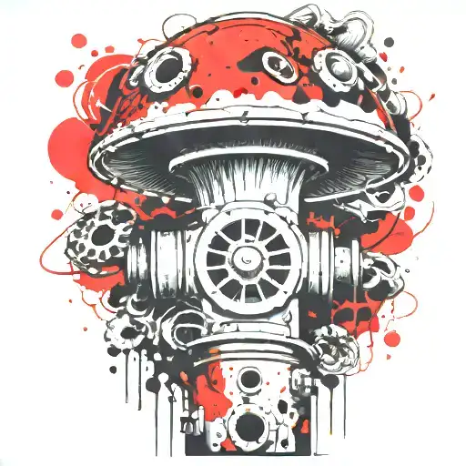  fire hydrant  mushroom grenade mixed together  tattoo design idea