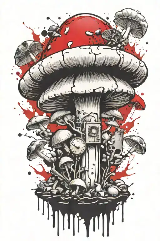 time bomb mushroom coming tattoo design idea