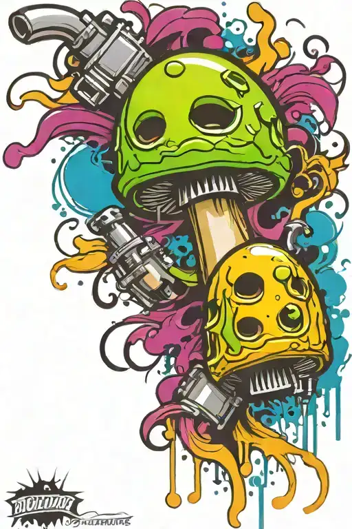 mushroom grenade boomers tattoo design idea