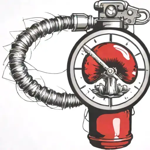 mushroom grenade wired futuristic explosive devices or bombs bullrfx timer tattoo design idea