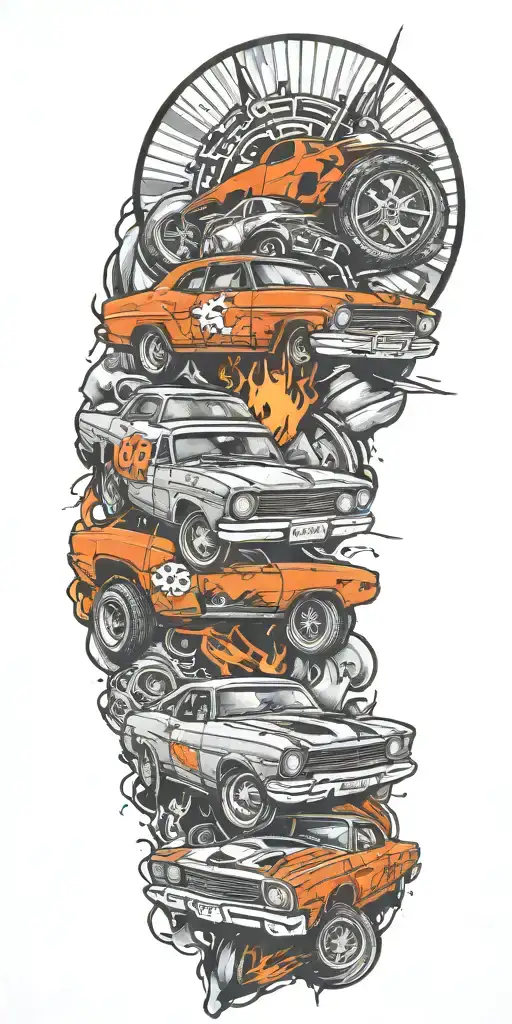 demolition derby tattoo design idea