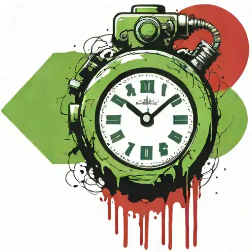 green wired explosive device or bomb and timer running grenade tattoo design idea