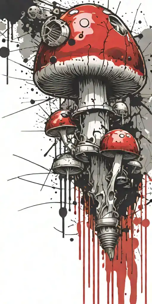 inconspicuously hidden mushroom grenade mixed together tattoo design idea
