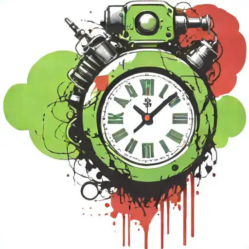 green wired explosive device or bomb and timer running grenade tattoo design idea