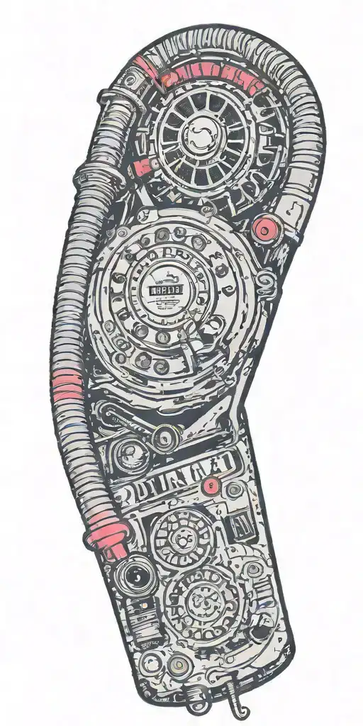 old school dial phone, microphone, speaker tornado tattoo design idea