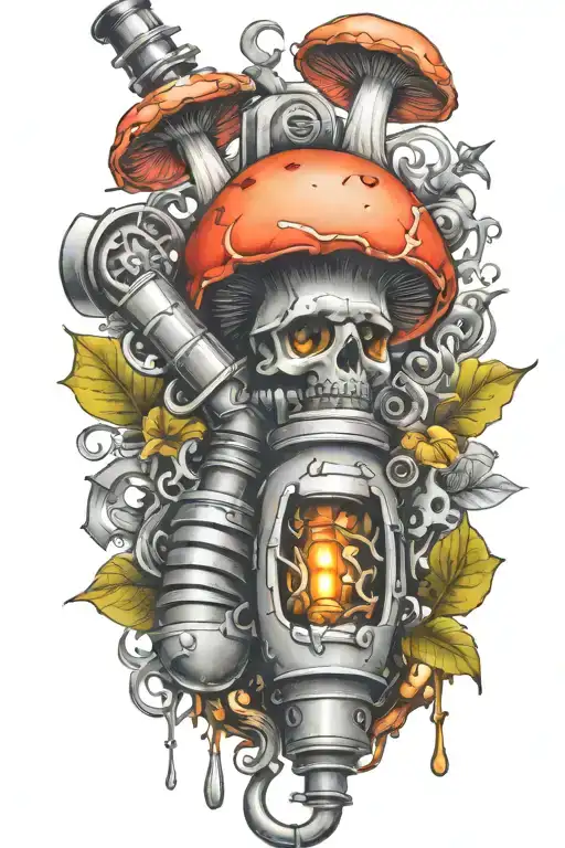 grenade and mushroom combined together  tattoo design idea