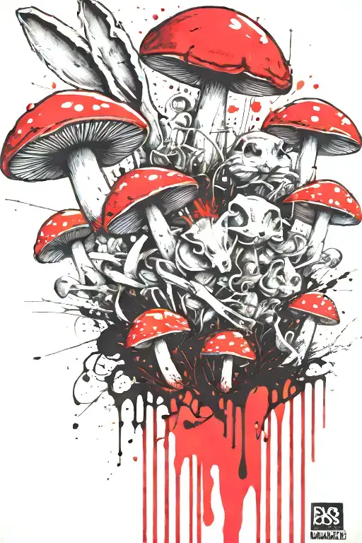 boomers mushrooms energizer bunny tattoo design idea