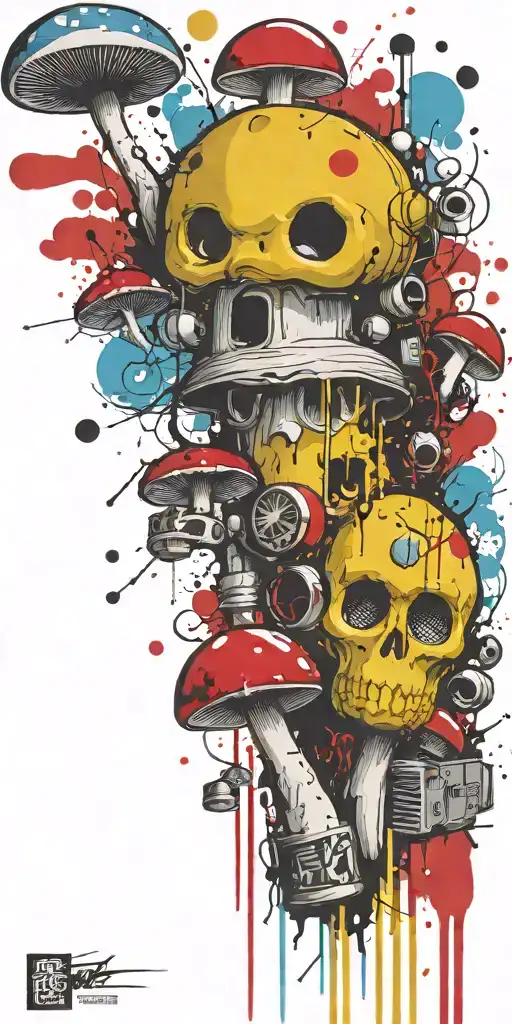 gangster unconscious mushroom grenade boomers tattoo design idea