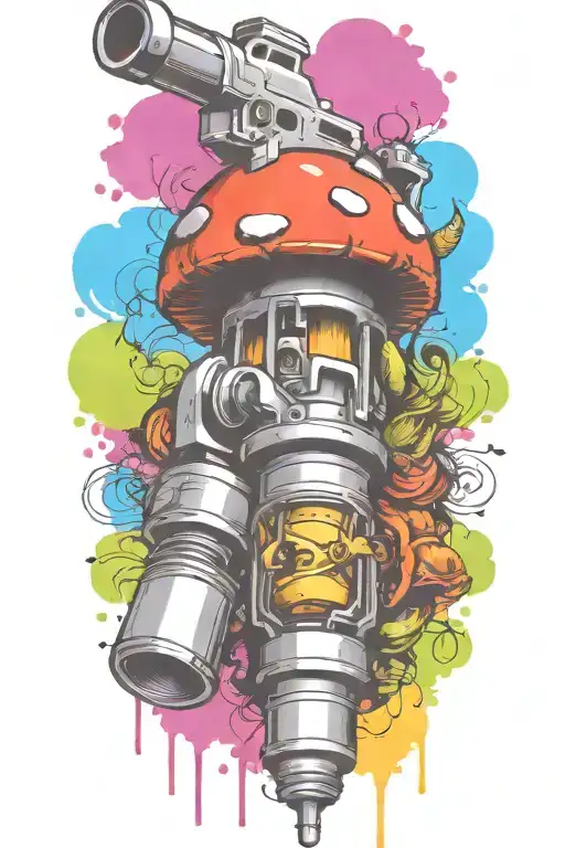 grenade and mushroom combined together  tattoo design idea