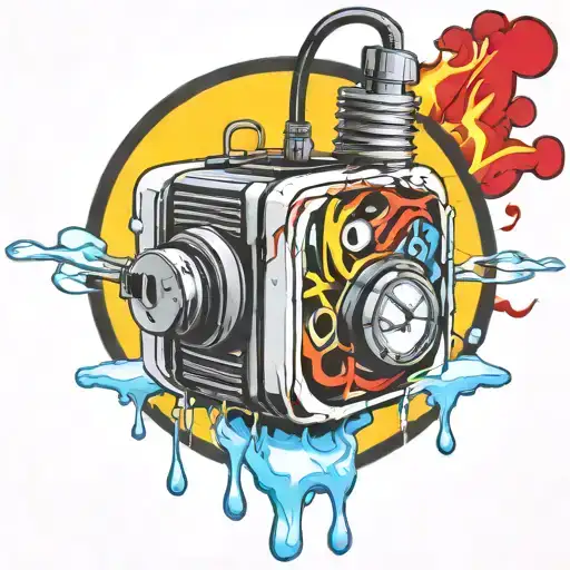  wired explosive bomb with wires and timer melting ice cube tattoo design idea
