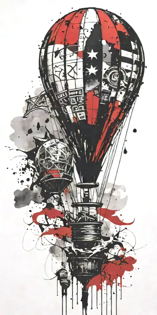 hot air balloon never give up tattoo design idea